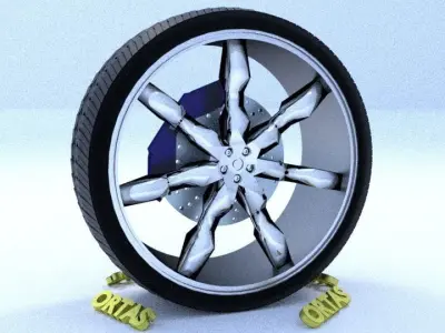 ORTAS CAR RIM 57 GAME READY RIM TIRE AND DISC 3D model