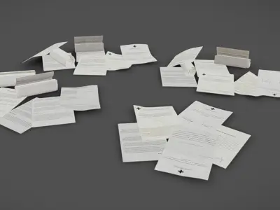 Paper Piles Low-poly 3D model