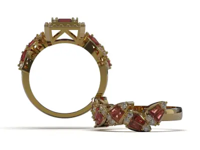 3D File of Luxurious Ring and Ring Back Set wr0133 3D print model