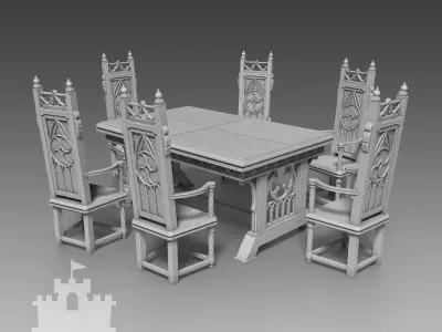 Table and chairs 3D print model