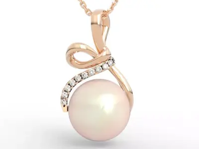 Elegant Pearl Bow Pendant Necklace 3D print model