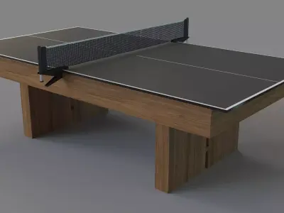 Walnut Pool Table With Table Tennis Kit Grey Felt 3D model