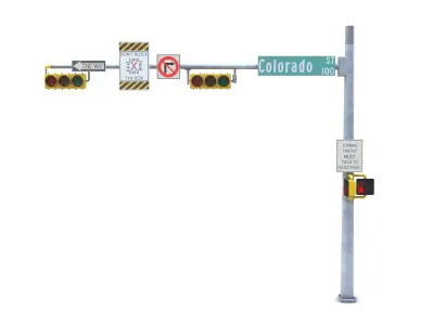 Street Light with Traffic 08 Low-poly 3D model