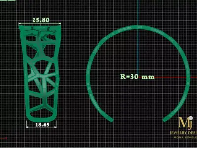 Geometric Honeycomb Bracelet 3D Model Medium Size 3D print model