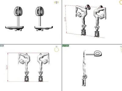 Earrings Gymnastic girl 3D print model