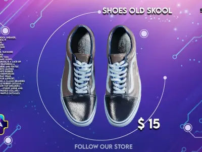 Shoes Vans Old Skool Gray Low-poly 3D model