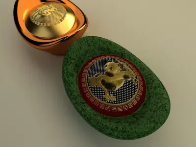 Chinese Gold Ingot  3D model 6
