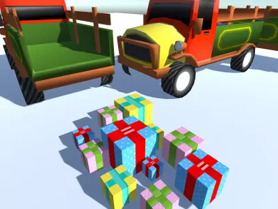 Santa Truck with Christmas Gitfs low-poly 3D model Low-poly 3D model