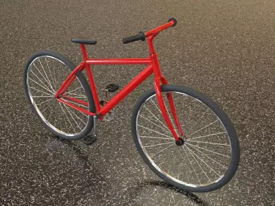 Bicycle on sidewalk Low-poly 3D model