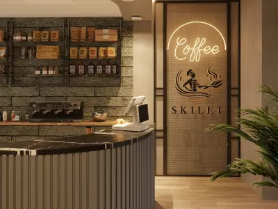 Modern Restaurant Interior Scene Elegant Dining 3D model