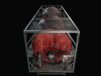 Portable Fuel Tank 3 Pack Low-poly 3D model