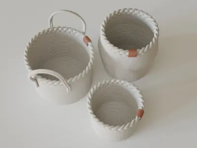 Rope Fabric Baskets 3D model