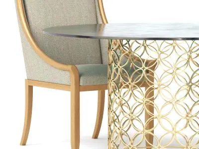 Caracole Dining Table   Chair Set 3D model