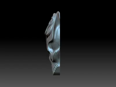 Bas-relief skull with a rose 3D print model