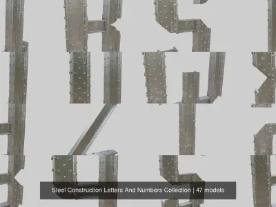 Steel Construction Letters And Numbers Collection 3D Model Pack