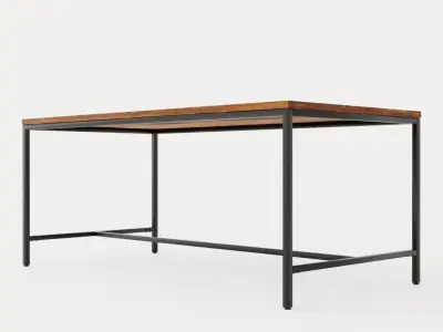 Wilmer Dining Table 180 Cm Wood Black Low-poly 3D model