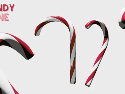 Christmas Candy Cane Low-poly 3D model Low-poly 3D model