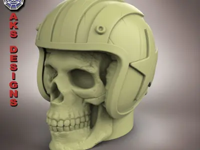 Biker skull 1 Pen holder 3D print model