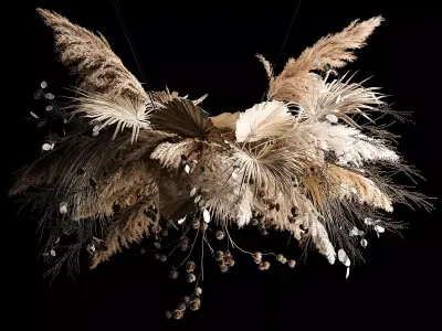 Hanging Bouquet Of Dry Reeds For Decoration 270 3D model