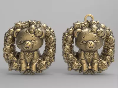 cute girl teddy flower decor  3D print model