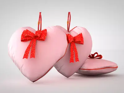 Pillow - Heart Rose 3D Model 3D model