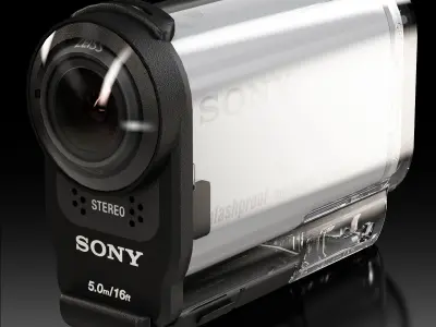 Sony HDR-AS200V action camera with Case Low-poly 3D model