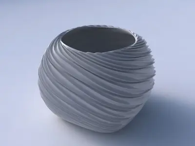Bowl semi-quadratic with wavy extruded lines 3D print model