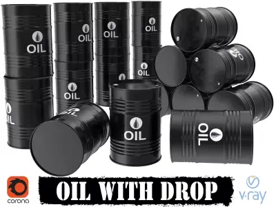 Oil with drop barrel 3D model