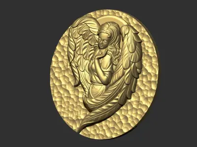 angel gold medallion with 3D print model