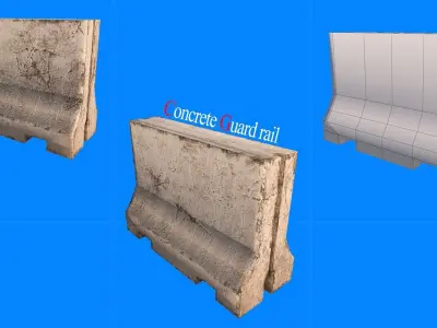 concrete guard rail Low-poly 3D model