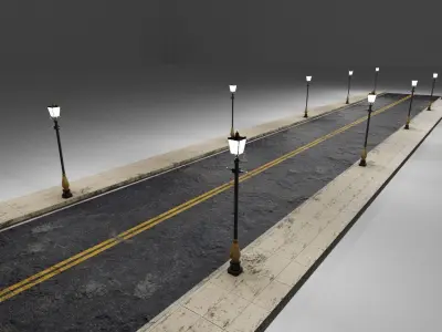 Street with Lamp Free 3D model