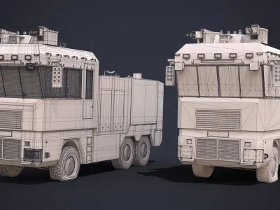 Police Car Water Cannon Hight Poly Low-poly 3D model