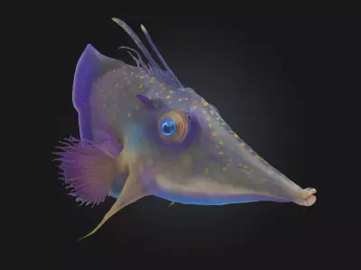 Exotic Blue Bladefish Stylized Aquatic Creature Model  3D model