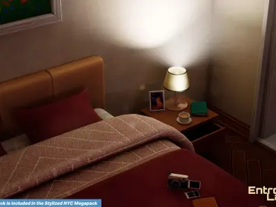 Stylized New York Gaming Room interior Environment Unreal Engine Low-poly 3D model