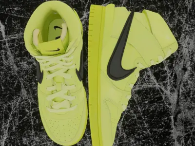 AMBUSH X NIKE DUNK HIGH FLASH LIME 3D SHOES Low-poly 3D model
