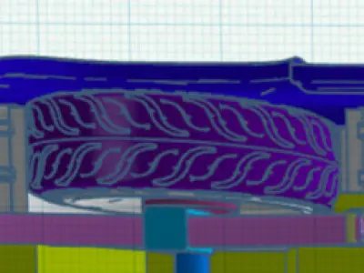 27 inch Artillery style wheels with custom tires 3D print model