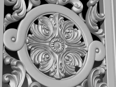 Carved Decorative Wooden Facade for CNC machine 3D print model