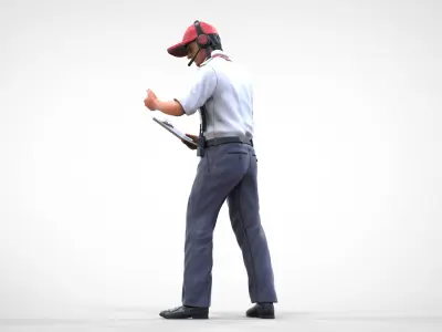 Race manager or pit member with stopwatch and clipboard 3D print model