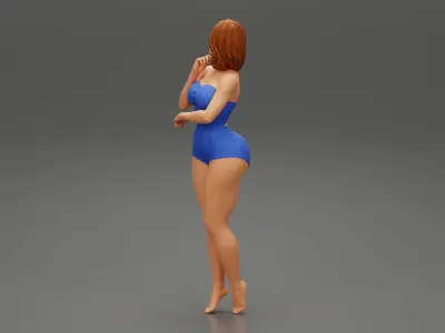 Sexy thong one piece swimsuit 3D print model