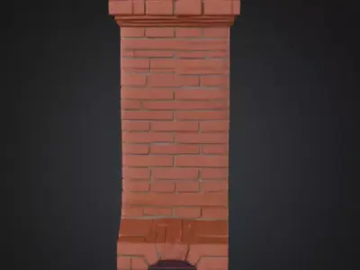 Stylized Brick Chimney with Pipes Low-poly 3D model