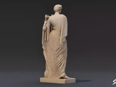 Muse with Lyre Statue Low-poly 3D model