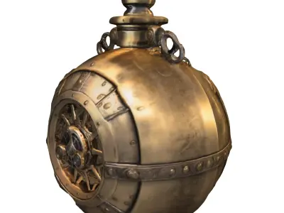 Steampunk Spherical Flask Low-poly 3D model