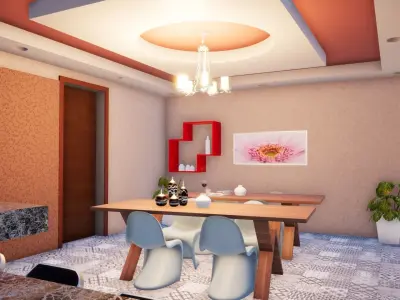 Six Bedroom Residential Low-poly 3D model