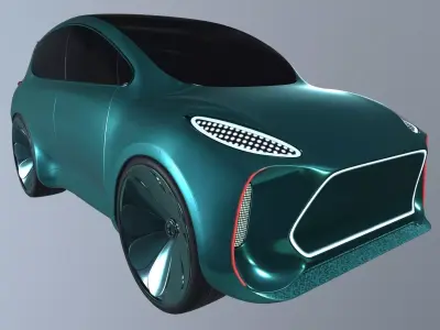 Blue Hatchback Car 3D model