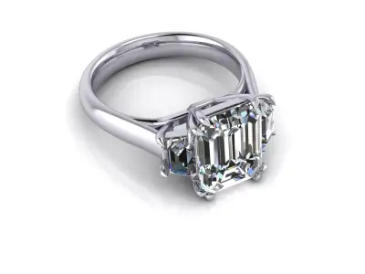 Emerald Diamond Woman Wedding Ring 3D print model