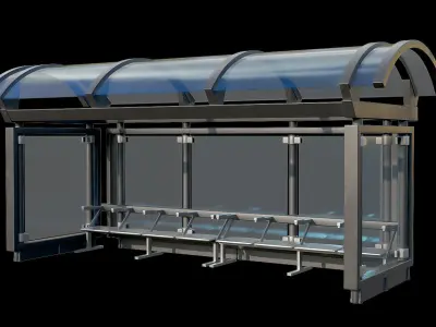 Game Ready Bus Stop 5 Low-poly 3D model