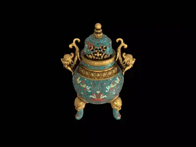 Chinese Cloisonne Enamel Tripod Censer 3D model