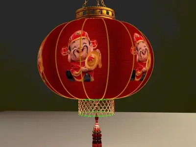 Chinese Red Lantern 3D model 9