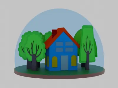 house globe Low-poly 3D model