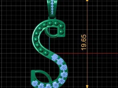 PRECIOUS ALPHABET S PENDANT 3D PRINTABLE MODEL 3D print model